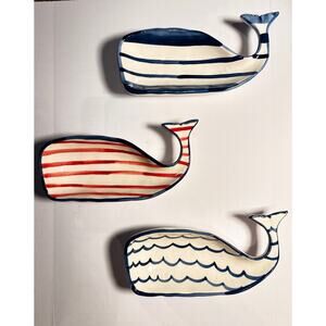 Vintage (2000) Mud Pie set of 3 whale dishes for dip, snacks or trinkets